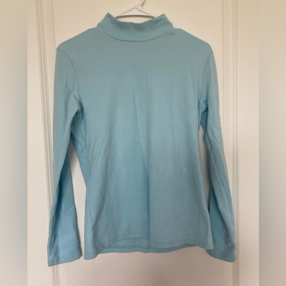4/$25 HieasyFit Blue Cotton Mock Turtleneck Longsleeve Thermal Top Women’s M